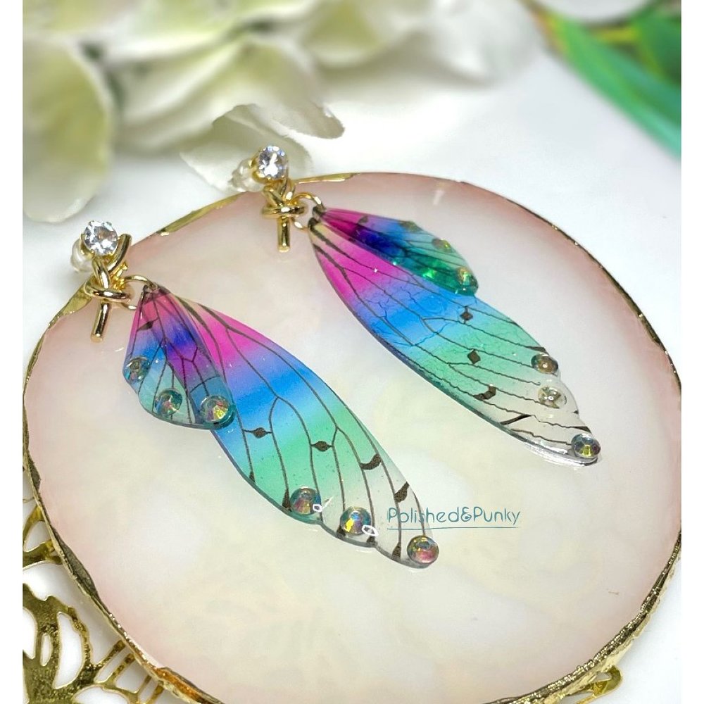 Butterfly Earrings ~ Butterfly wing  Earrings ~   Colorful Earrings ~  in Box!